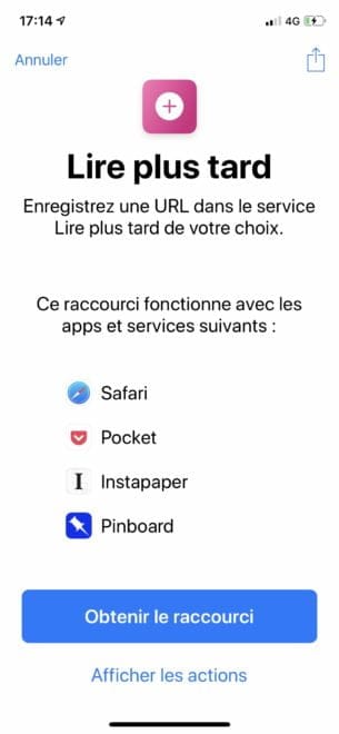 Dans l'app Raccourcis > Galerie