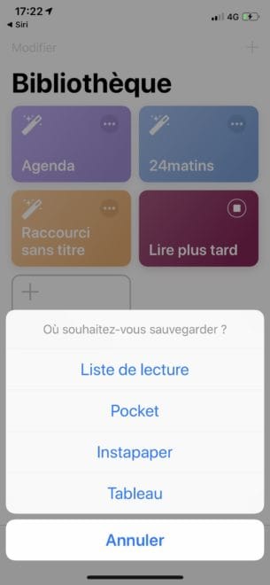 Siri ouvre une fenetre pour la sauvegarde