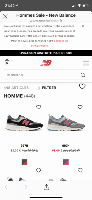 Page mobile sur mesure - New Balance