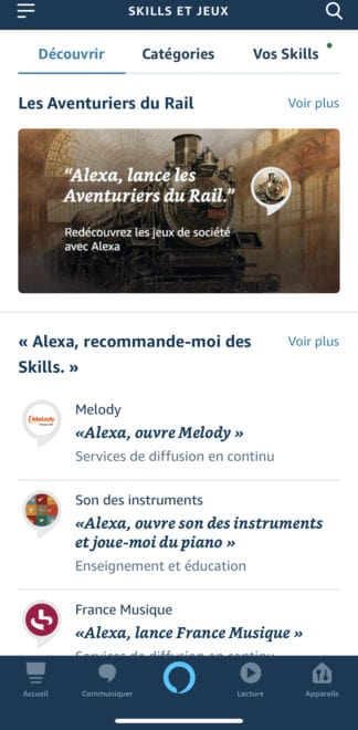 Découverte Skill sur l'app Alexa