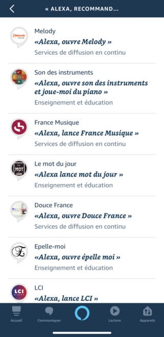 Découverte Skill sur l'app Alexa