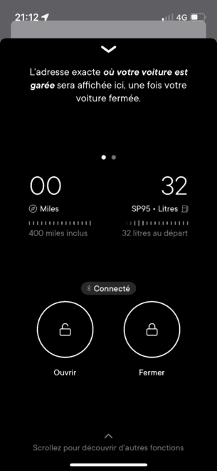 Tableau de bord de l'app