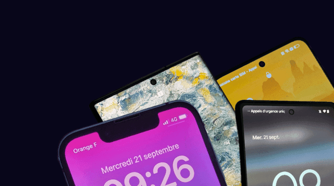 Création : @smoytoo for @servicesmobiles (iPhone13, S22 Ultra, Pixel6a, Reno 8 Pro)