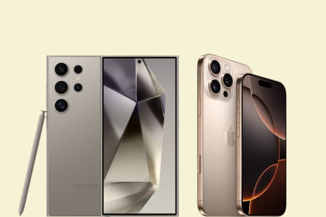 Image d'illustration. Galaxy s24 Ultra iPhone16 Pro
