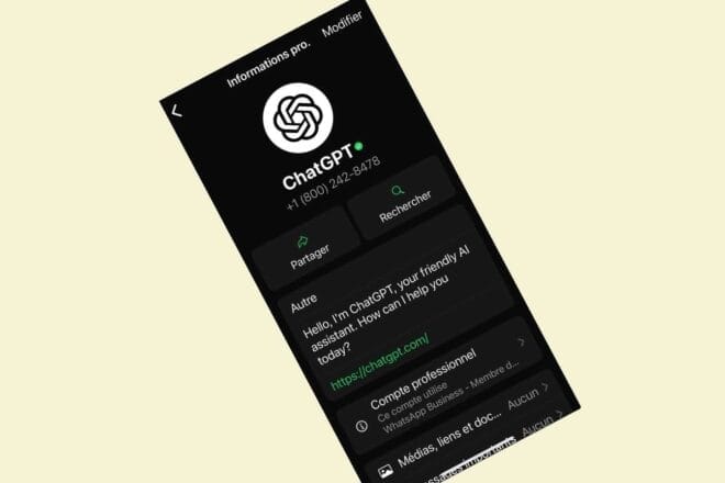 Image d'illustration. ChatGPT WhatsApp