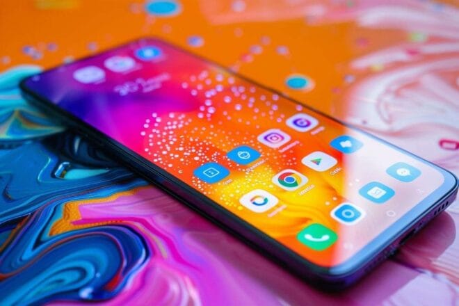 Image d'illustration. Gros plan d un smartphone avec applications meta