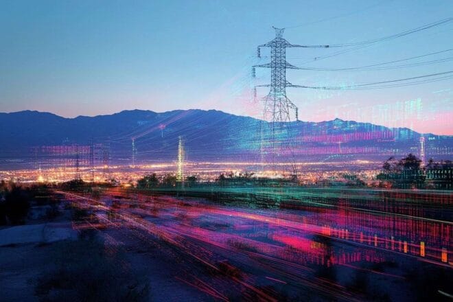 Image d'illustration. Paysage numérique des réseaux énergétiques fluctuant dans un contexte géopolitique
