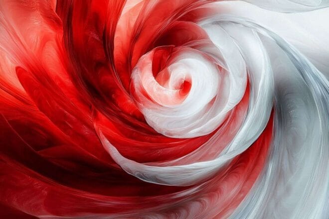 Image d'illustration. Œuvre d art numérique abstraite rouge et blanche