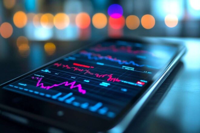 Détails à l écran graphiques boursiers et ia en action