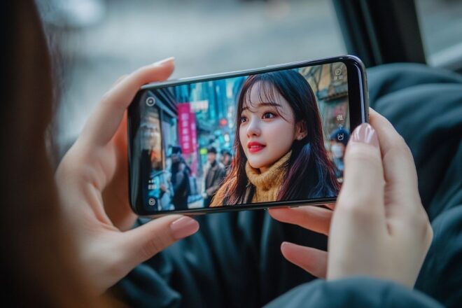 Gros plan d un smartphone affichant une scène populaire de microdrame chinois