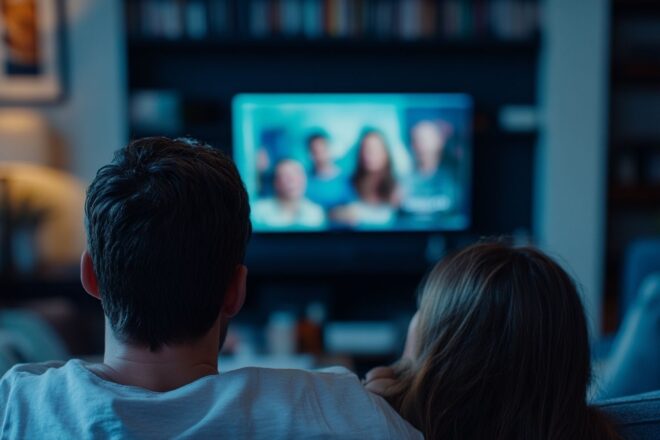 Série captivante sur écran d ordinateur en gros plan
