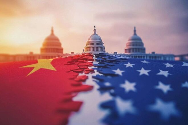 Capitole washington et cité interdite pékin avec logo tiktok