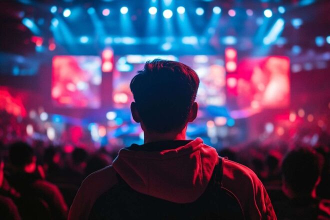 Scène esports Éclatante en arène chinoise