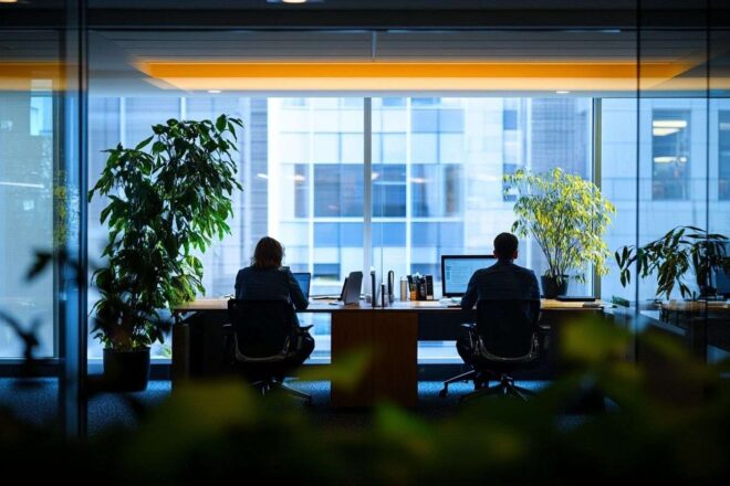 Élégant décor de bureau avec éléments de marque bpce