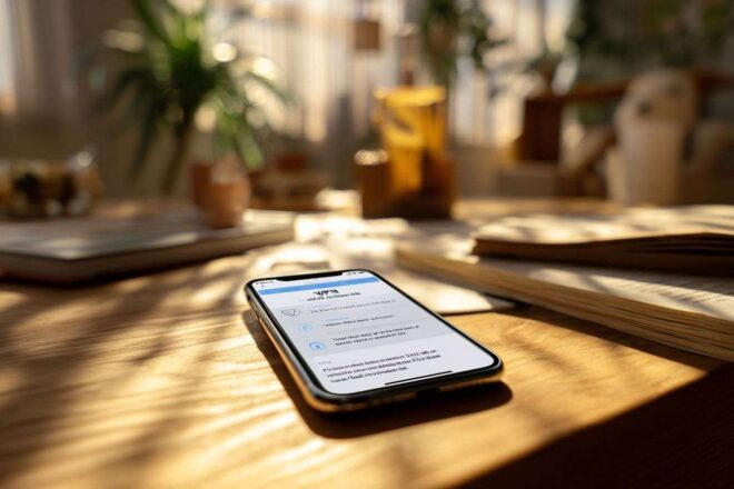 Écran iphone avec Étapes d installation vpn