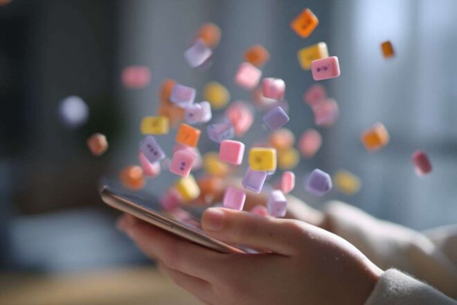 Vue abstraite de notifications colorées flottant