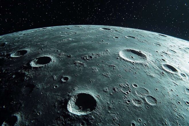 Gros plan de la surface de la lune