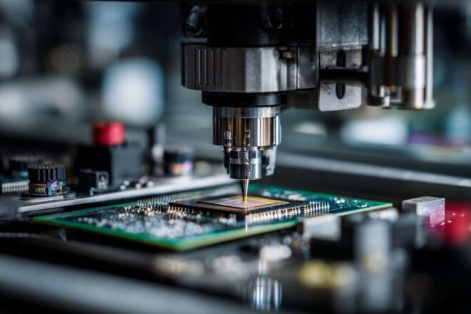 Vue de champ de profondeur dans la fabrication de semi conducteurs