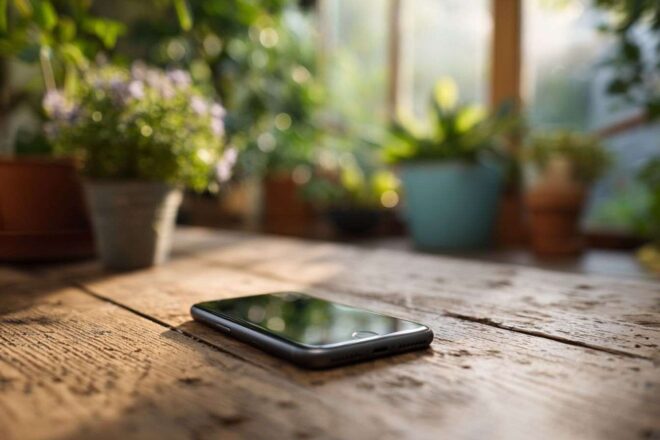 Réflexion de smartphone sur table