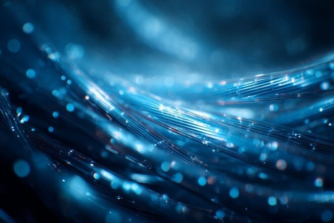 Câbles lumineux dans des serveurs futuristes