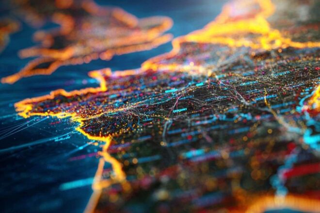 Carte numérique de france illuminée