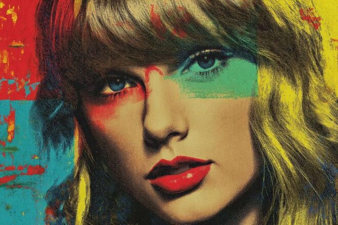 Portrait pop art coloré de taylor swift