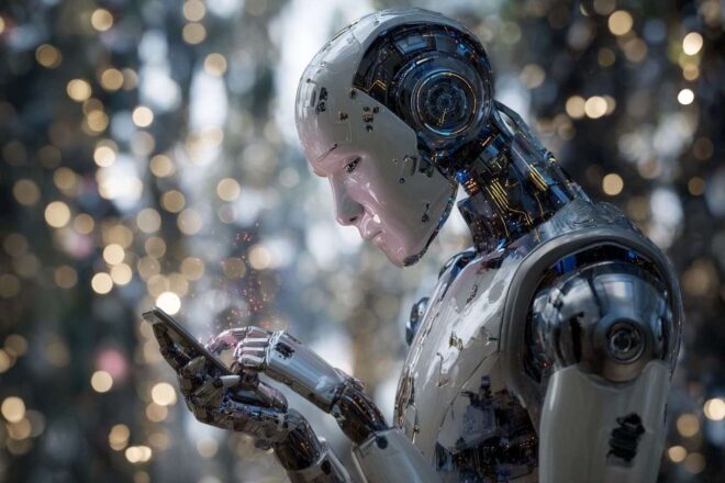 Robot humanoïde avec smartphone