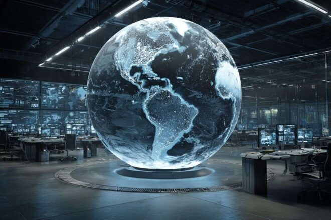 Vue panoramique du centre d opérations futuriste