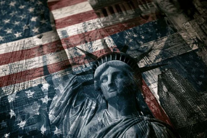 Collage artistique contemporain des symboles américains