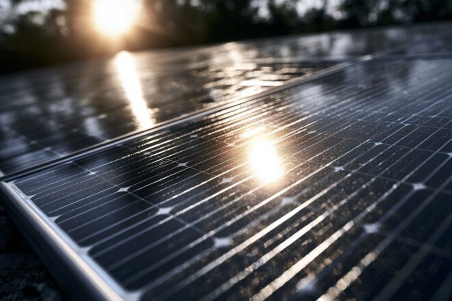 Gros plan sur des panneaux solaires en chine