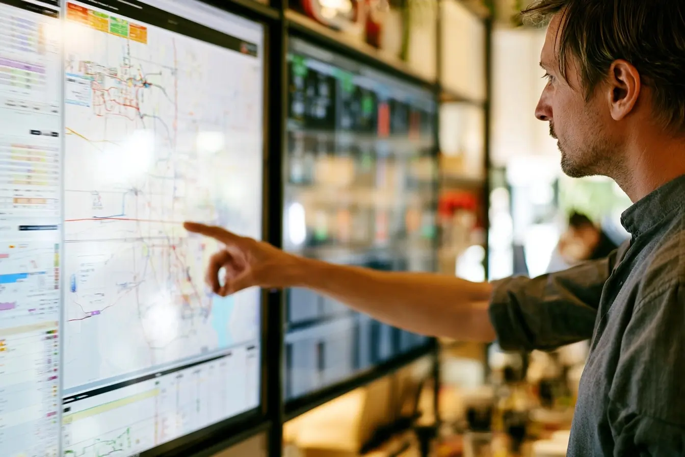Responsable retail devant carte locale