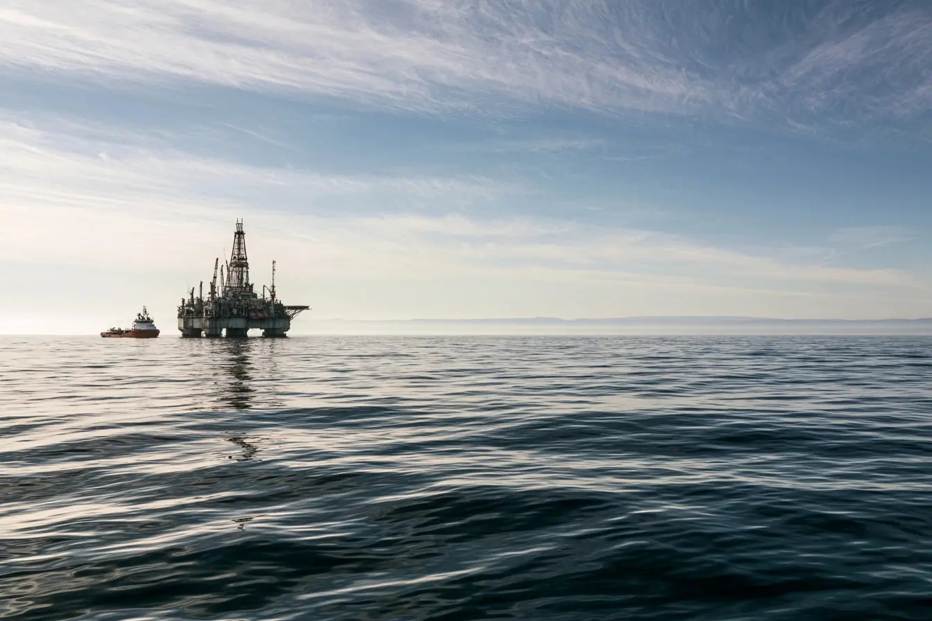 Site energetique en mer vu de loin