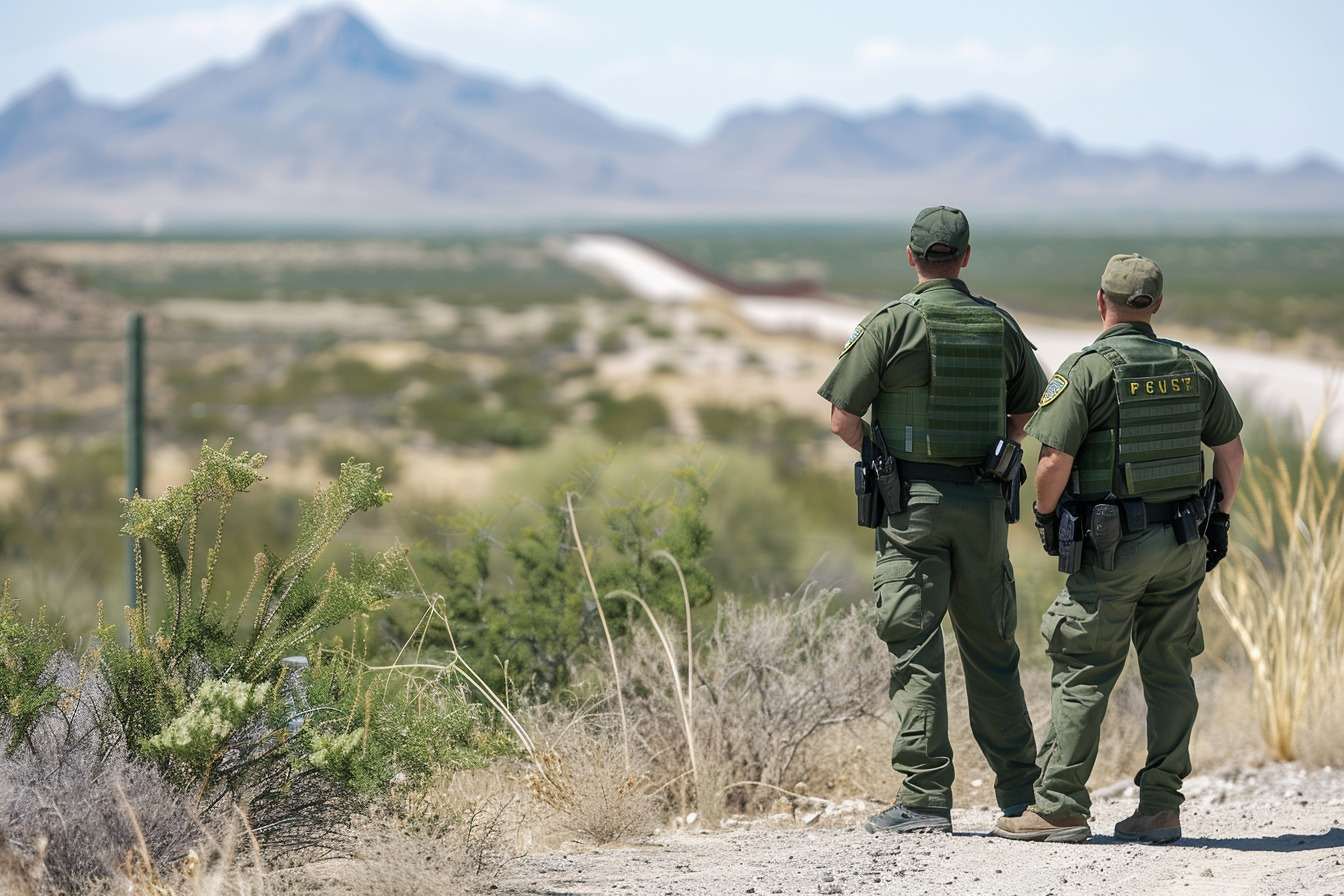 Image d'illustration. Deux agents surveillent la frontière mexicaine.
