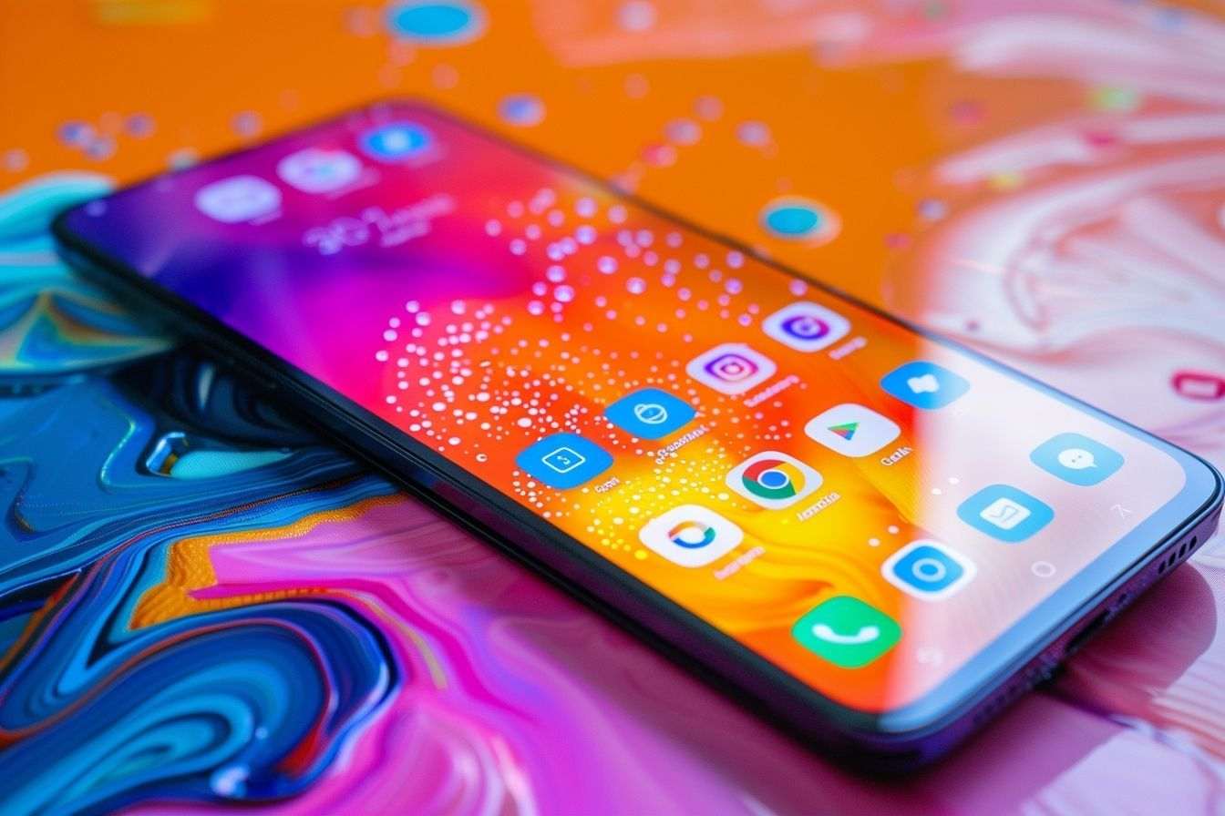 Image d'illustration. Gros plan d un smartphone avec applications meta