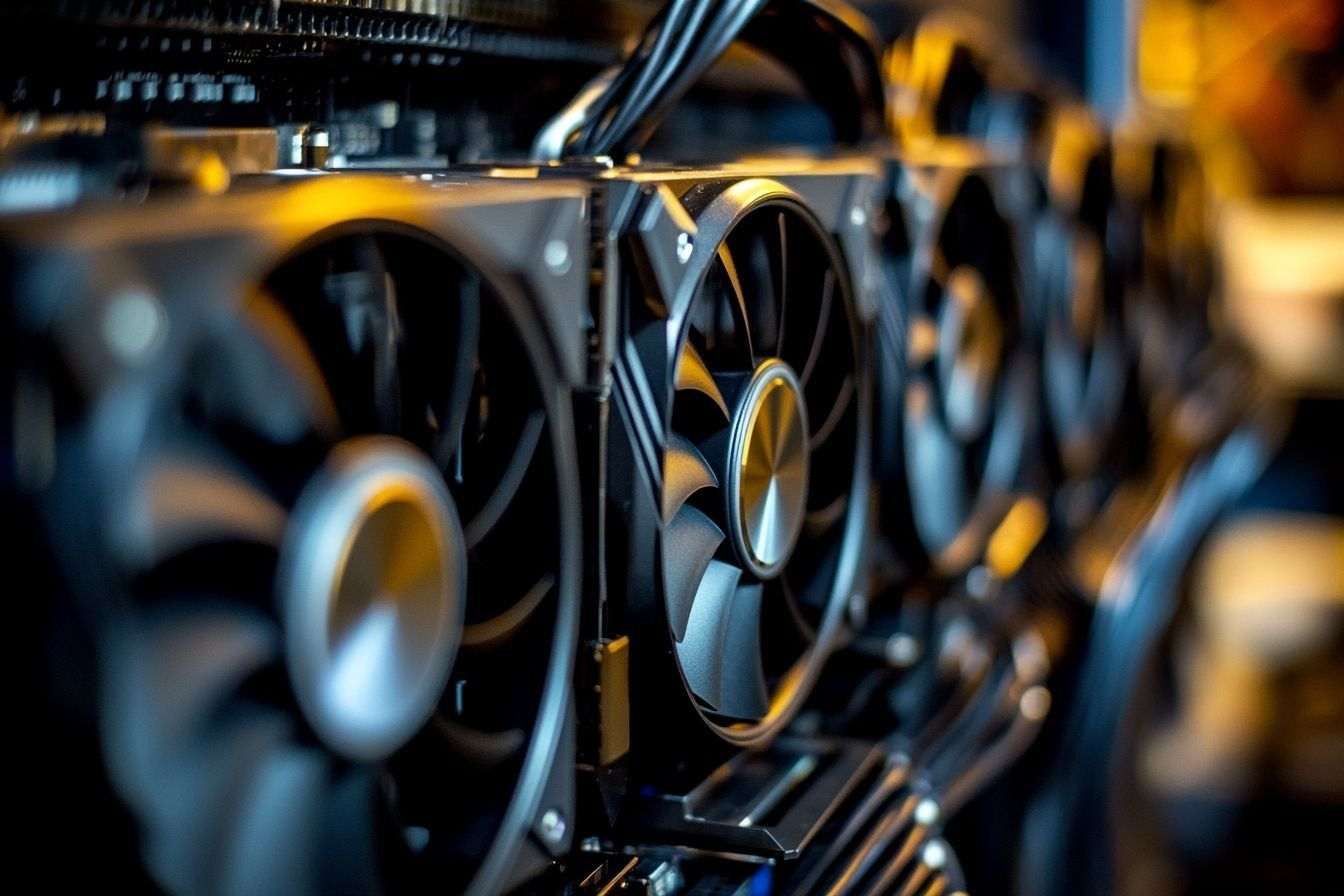 Image d'illustration. Gros plan d un gpu haute performance dans un serveur
