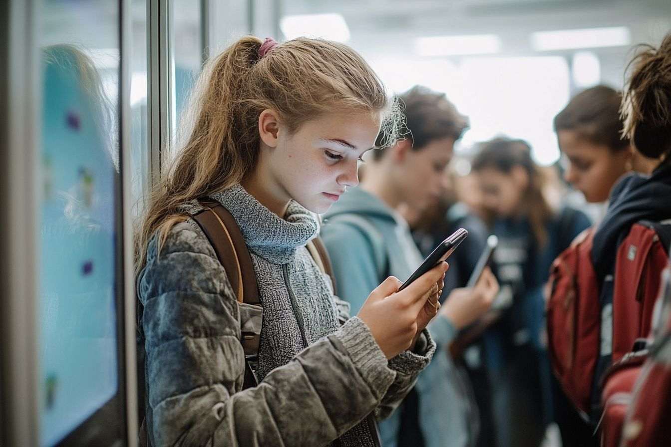 Étudiants utilisant des pochettes magnétiques sécurisées
