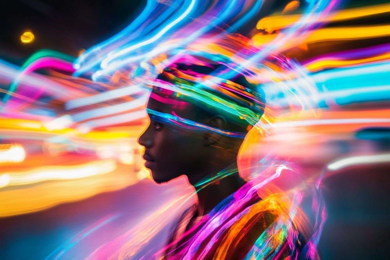Éclats de lumière colorés et créativité