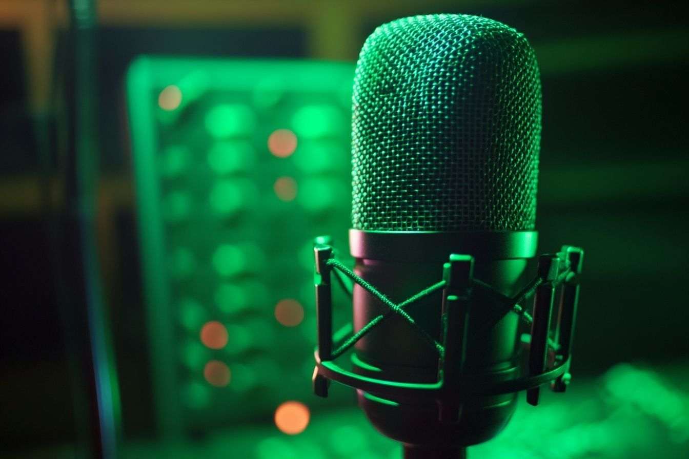 Microphone vert dynamique studio audio