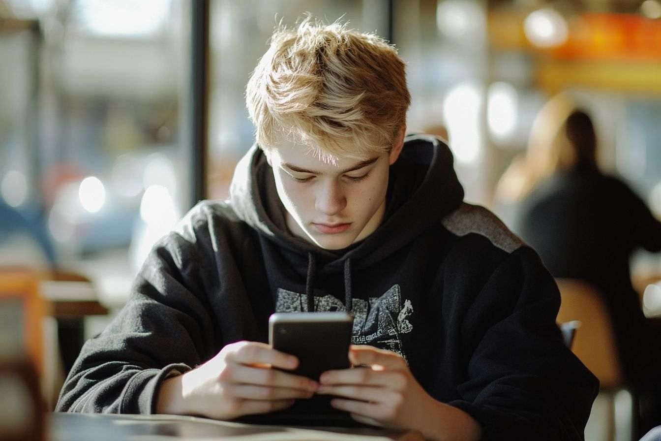 Jeune personne vérifiant son âge au café