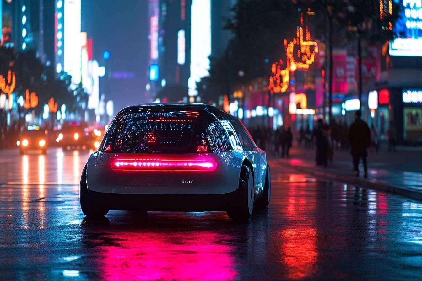 Taxi robotique futuriste dans les rues de pékin
