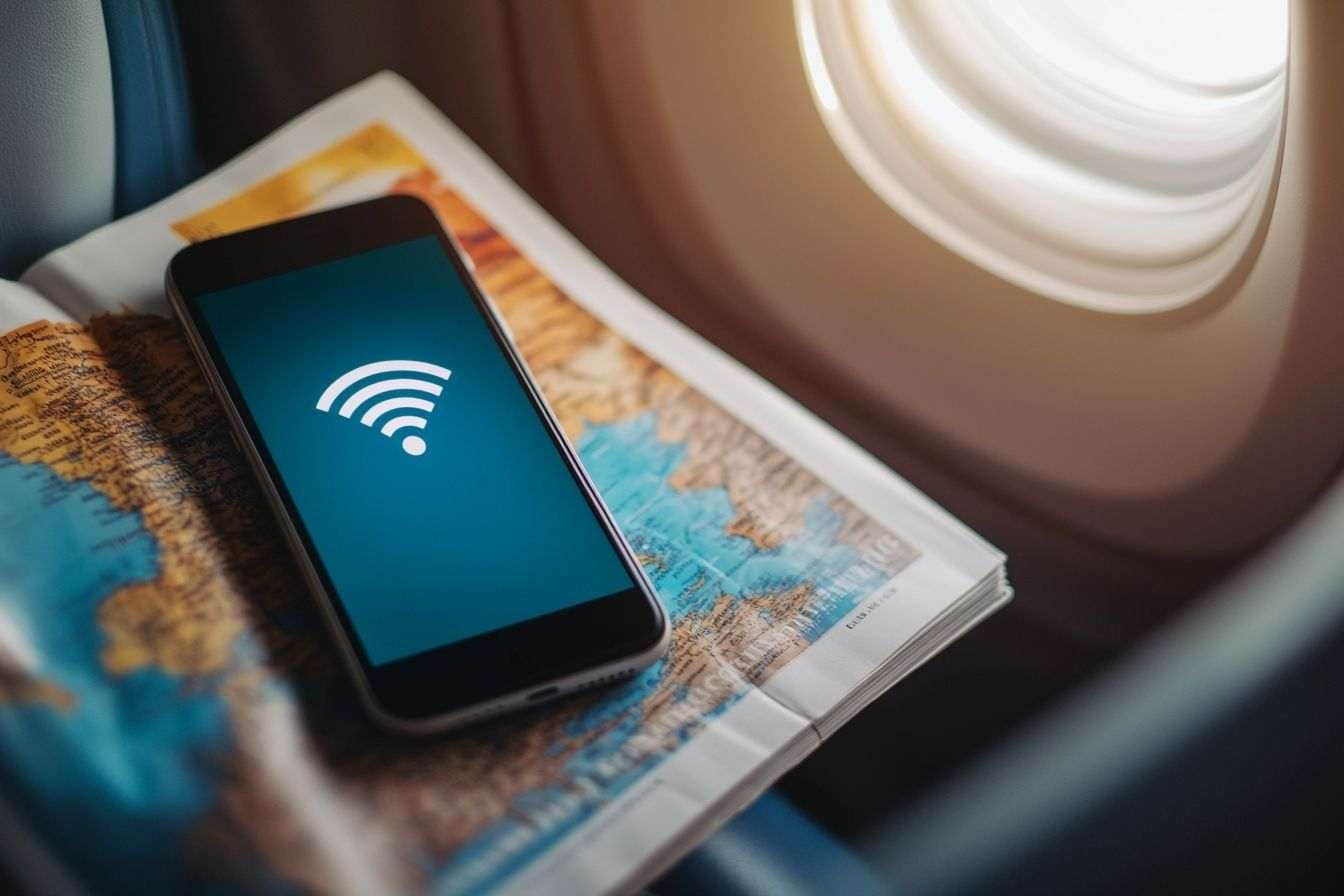 Smartphone avec signal wifi fort en avion