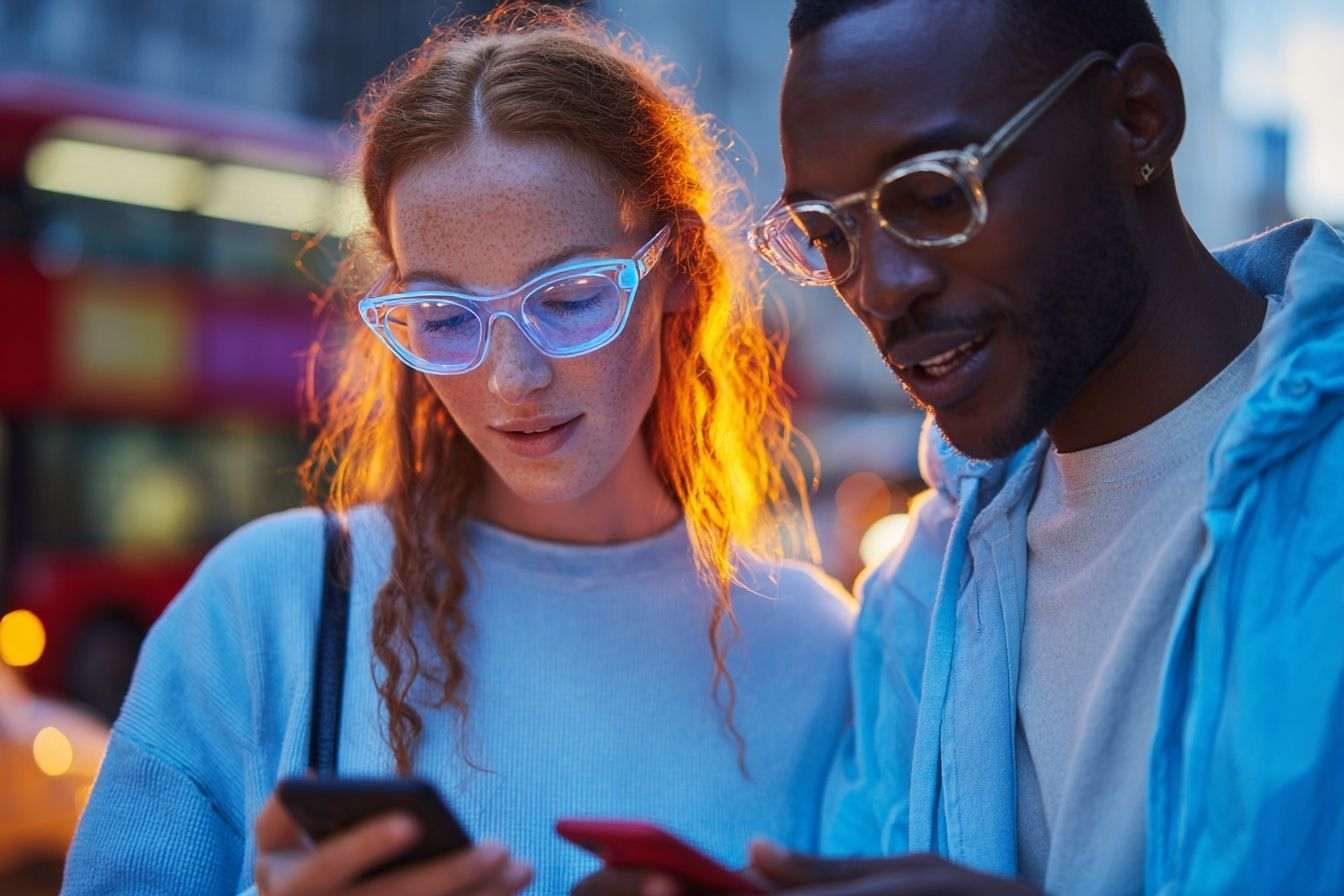 Cadre urbain futuriste avec interaction humaine et ia