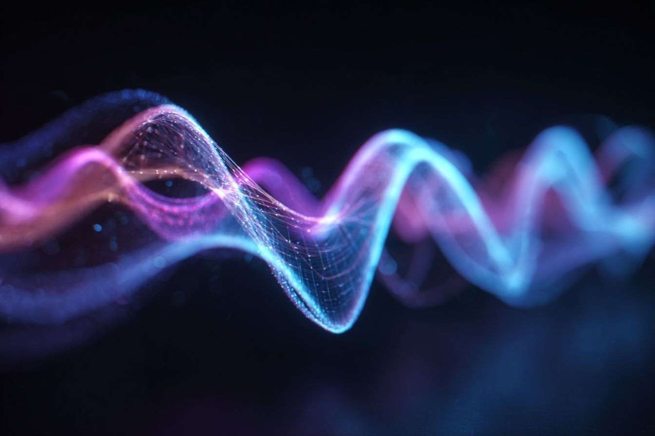 Onde sonore holographique bleue et violette