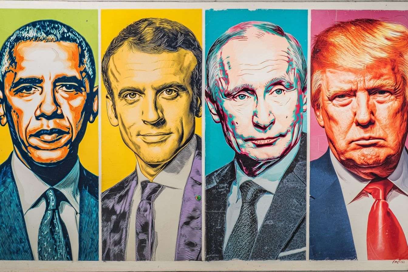 Portraits de figures politiques en style pop art