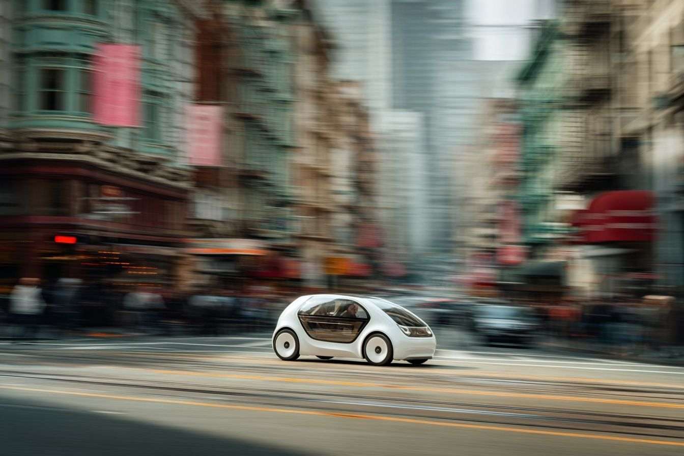 Véhicule autonome blanc élégant à san francisco