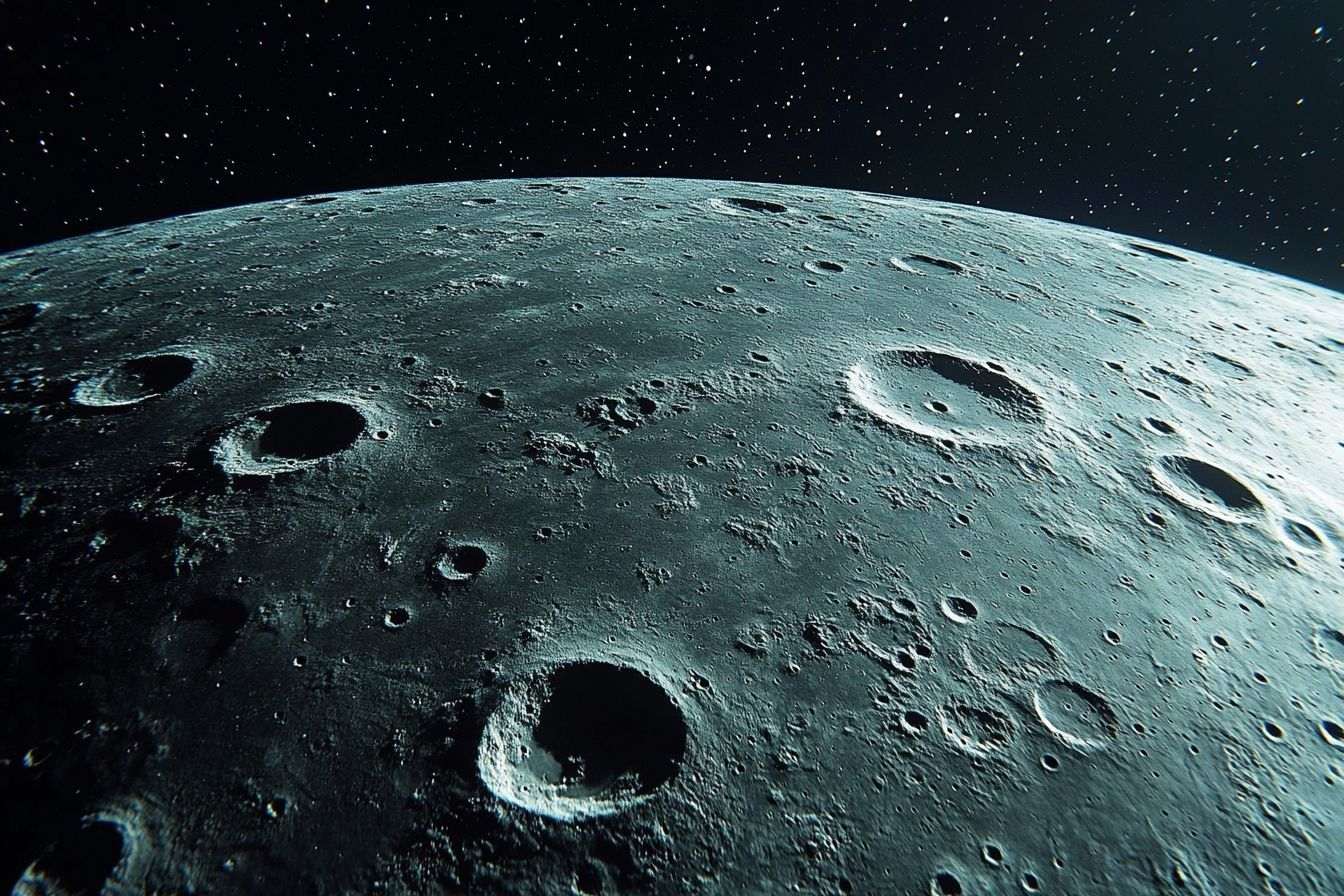 Gros plan de la surface de la lune