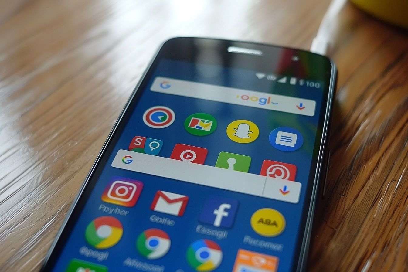 Gros plan d un smartphone affichant l interface vibrante du google play store