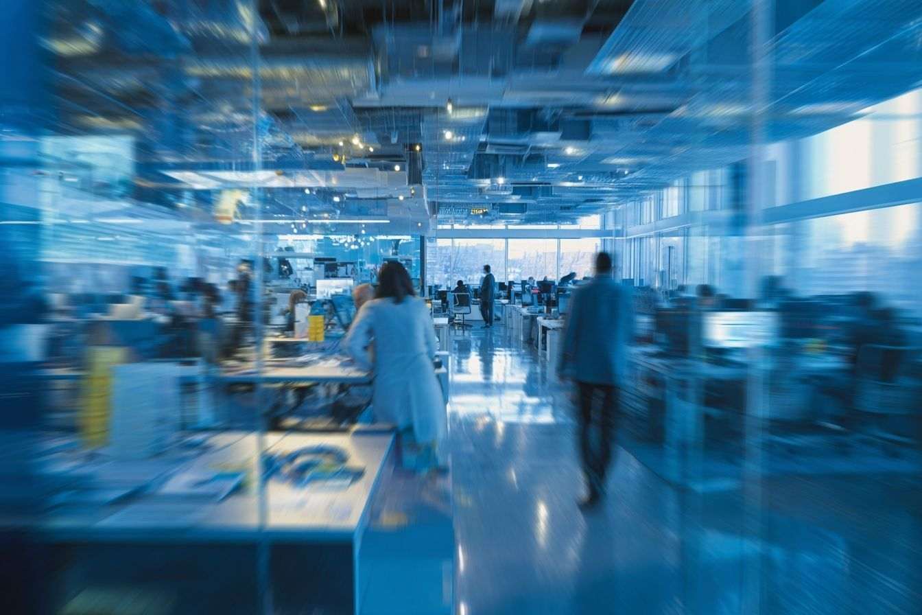 Prise de vue panoramique d un hub technologique futuriste