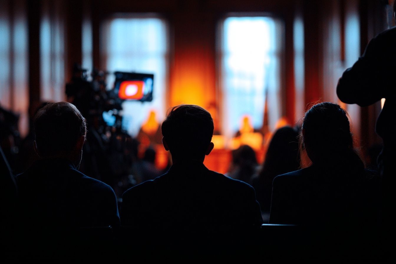 Atmosphère tendue avec logos meta et youtube