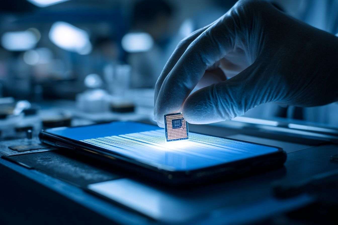 Microprocesseur lumineux sur smartphone